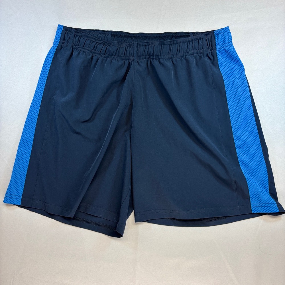 Crane Performance Shorts Mens 32 6.5"Navy Blue Mesh Side Trim Running Gym
